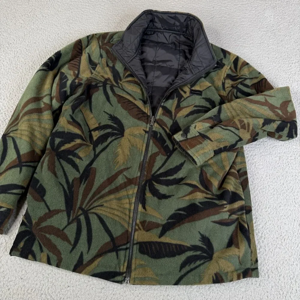 O'NEILL Camo Jacket Men Medium Green Fleece Reversible Insulated Full Zip Surfer